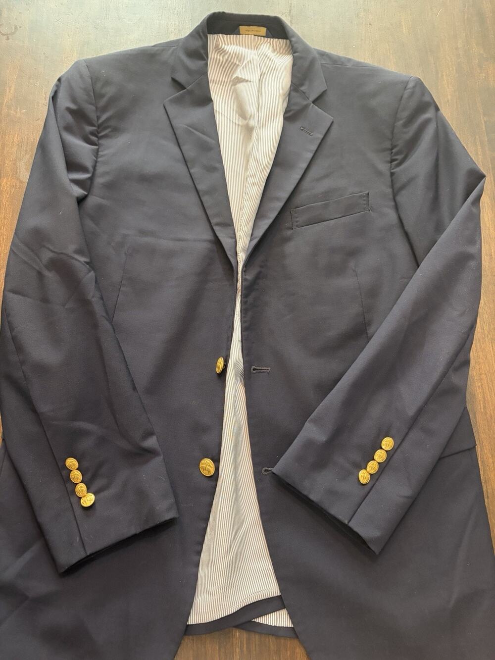 Brooks Brothers Navy Blue Explorer Regent Fit 2-Gold Buttons Jacket 42R Nice